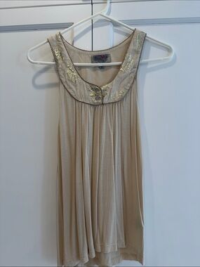 Ecote Beige Sleeveless Embellished Collar Camisole- NWOT